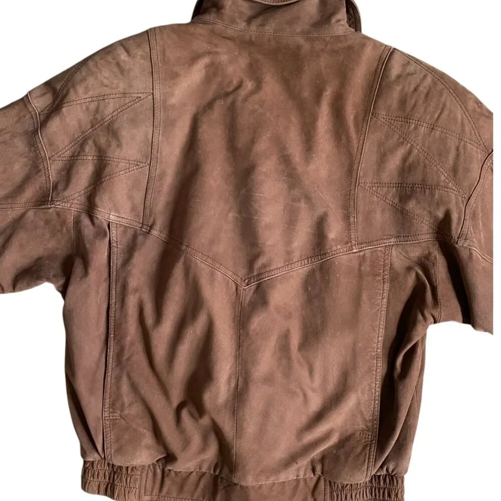 VINTAGE - Tannery west leather brown bomber jacket Size Medium - Picture 11 of 12
